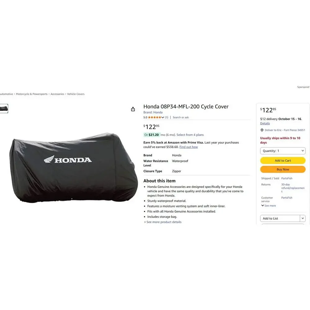 Honda 08P34-MFE-200 Cycle Cover